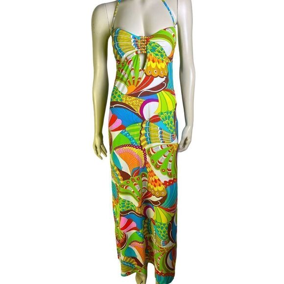 Trina Turk Maxi Dress Santa Cruz Pattern Size M Worn Once Excellent Condition - Picture 4 of 8